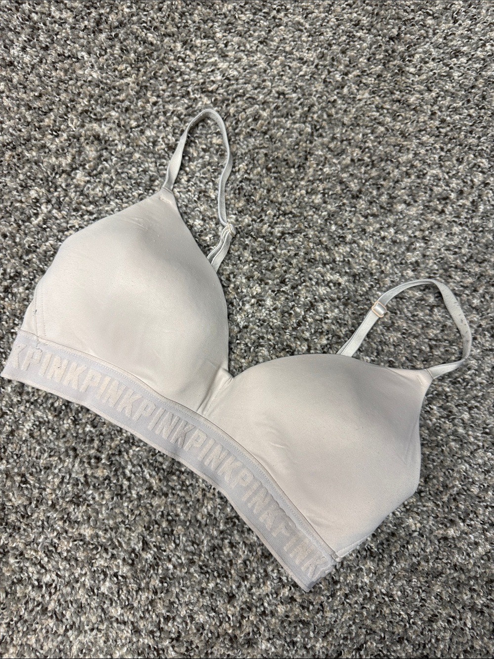 PINK Victoria's Secret Light Cream Wireless Logo Band Bra